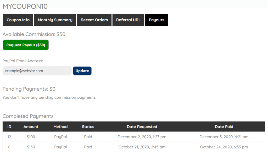 (PRO) Commission Tracking and Payouts - Coupon Affiliates