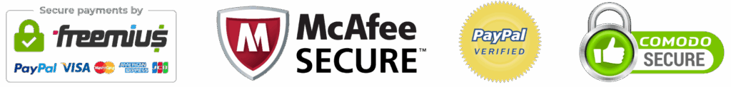 Secure payments by Freemius, McAfee Secure, PayPal Verified and Comodo Secure