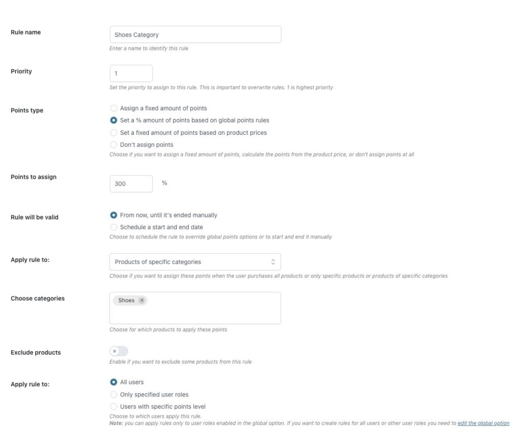 YITH WooCommerce Points and Rewards: Rules