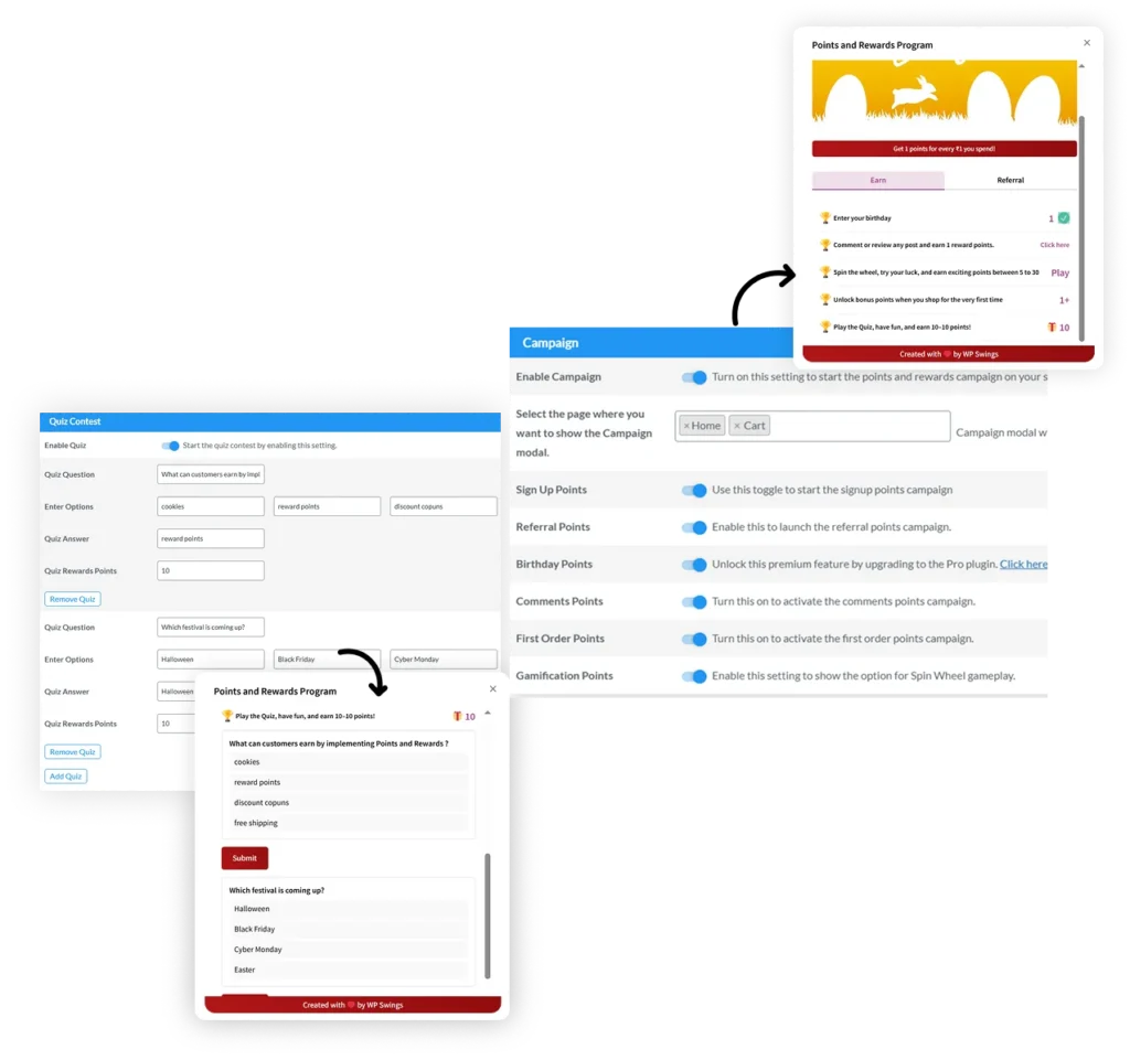 WP Swings Points and Rewards: Features