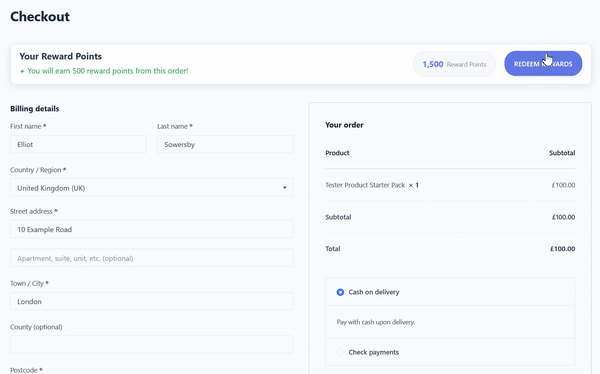 Simple Points and Rewards: Checkout