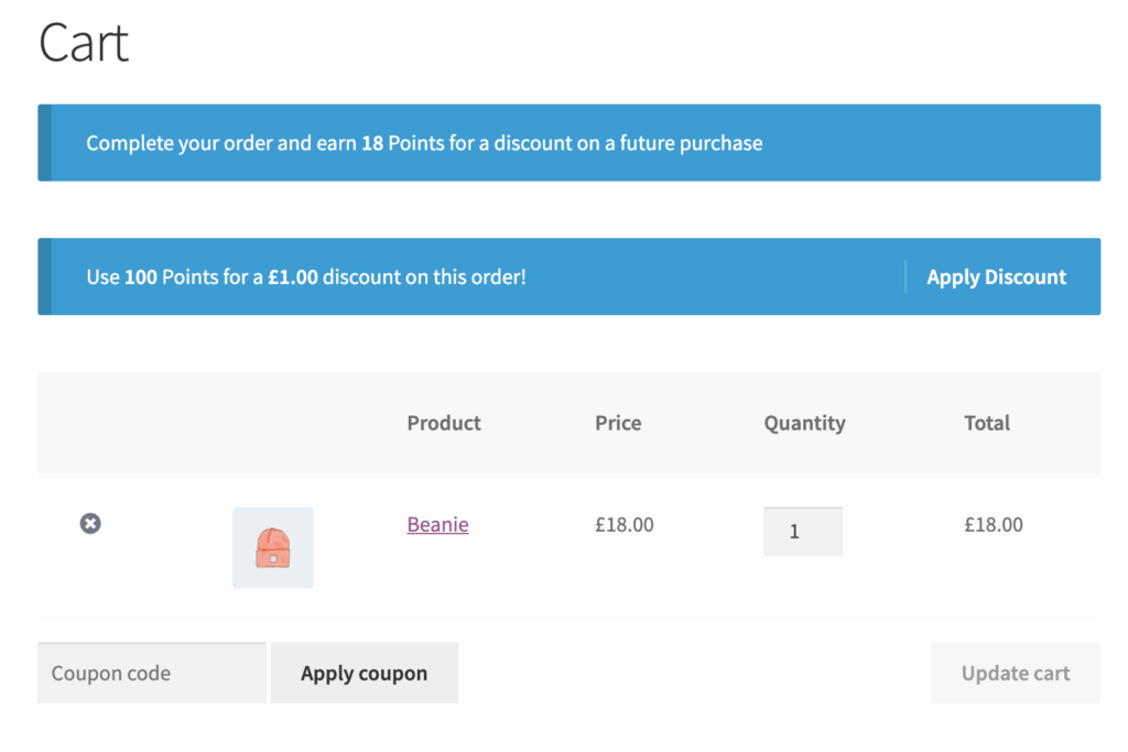 WooCommerce Points and Rewards: Cart