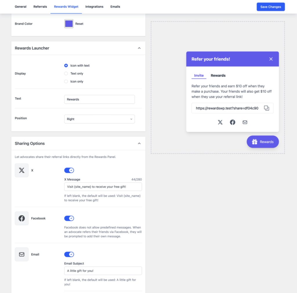 RewardsWP: Widget Customization