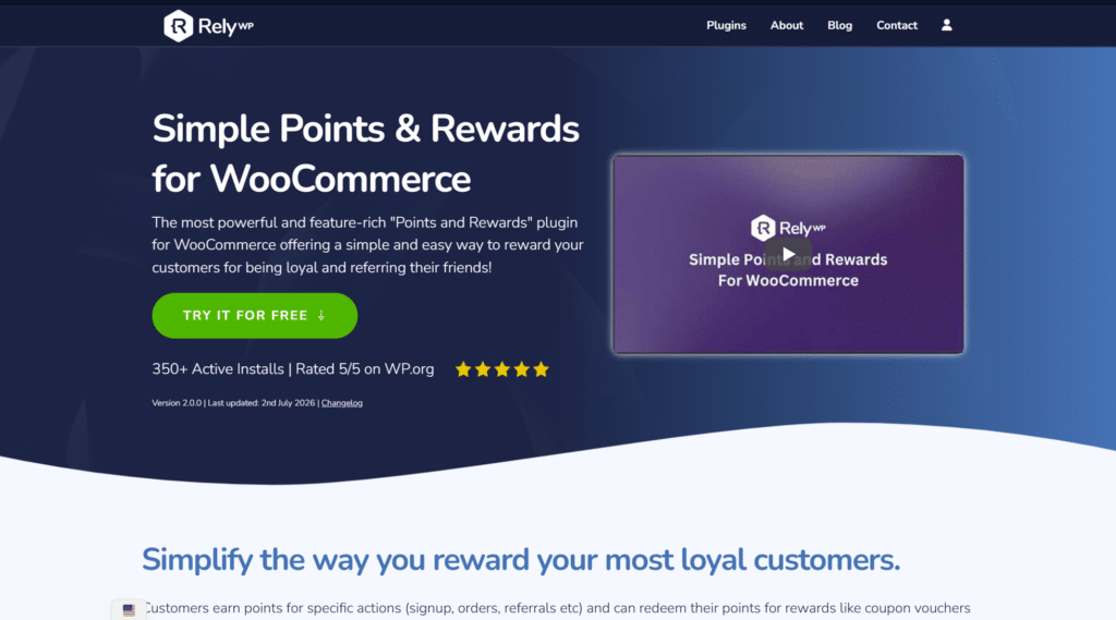 Simple Points and Rewards plugin