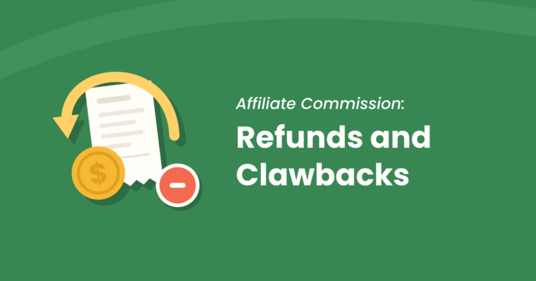 Receipt with a yellow arrow curving back over it, a gold dollar coin and a red minus badge, next to the title Refunds and Clawbacks